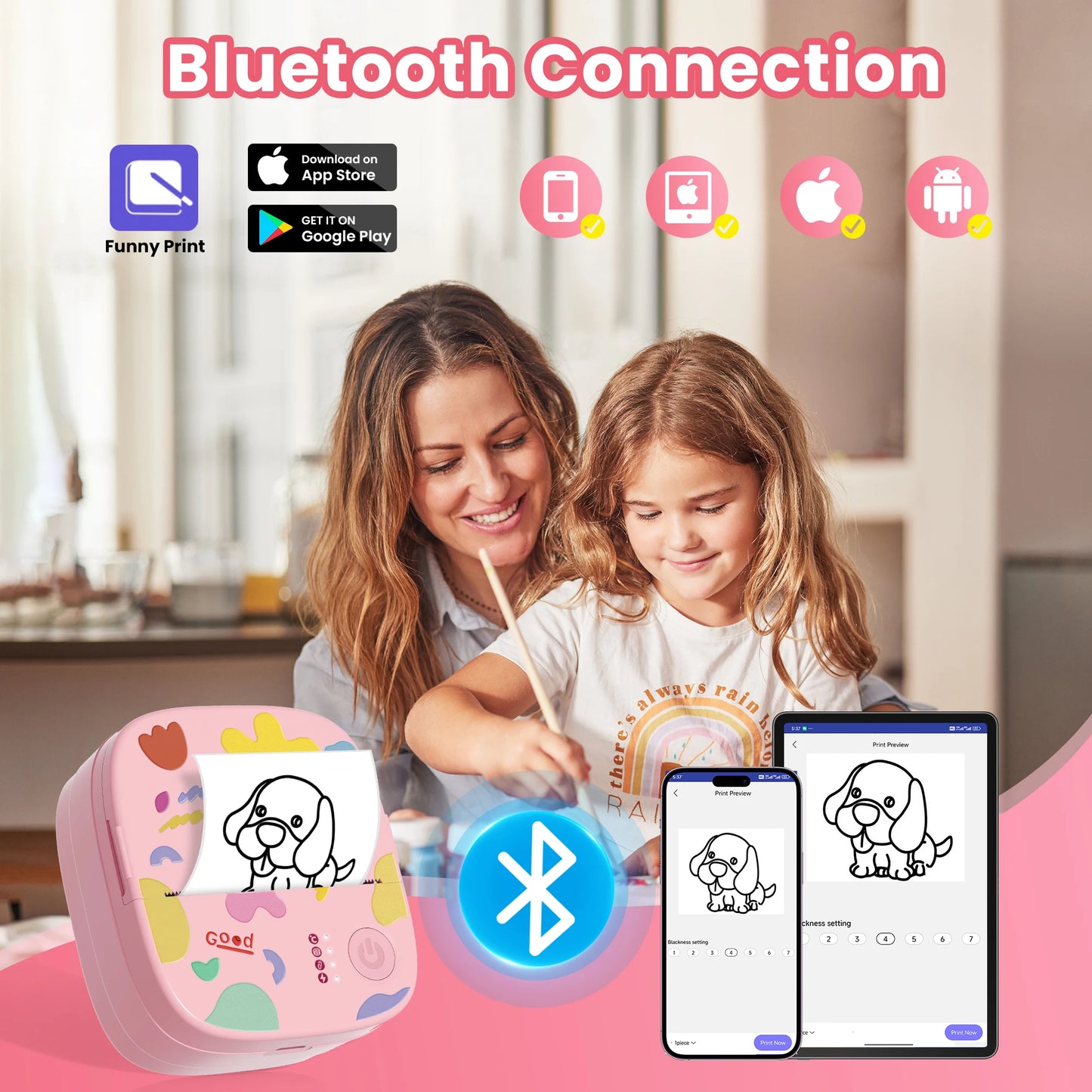 Portable Thermal Printer Bluetooth Pocket Photo Label Printer Inkless Printpod Sticker Printing Android iOS Printers for Home