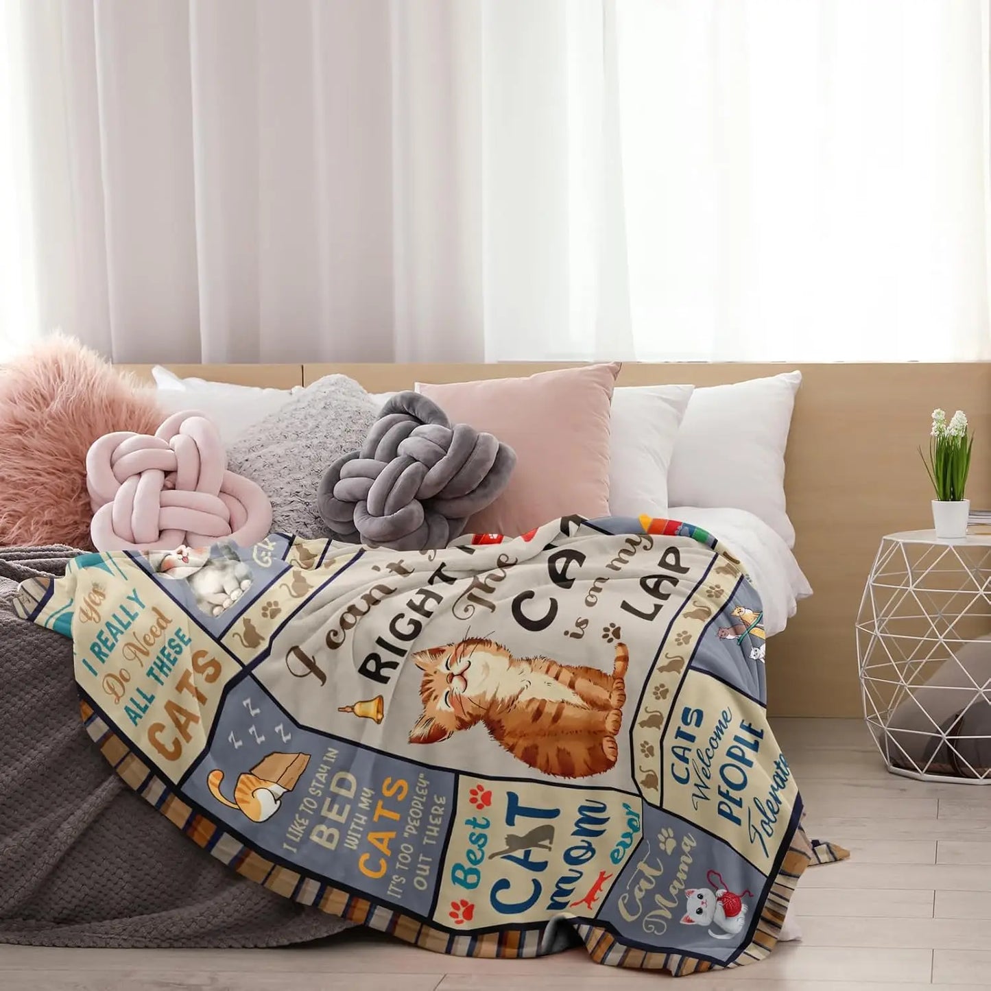 Cat Lover Throw Blanket For Cat Moms And Cat Ladies