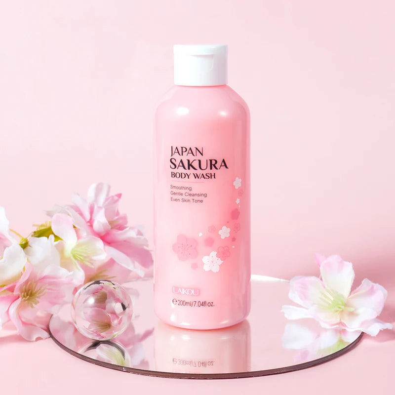 LAIKOU Japan Sakura Body Wash And Shampoo Set Deep Cleansing