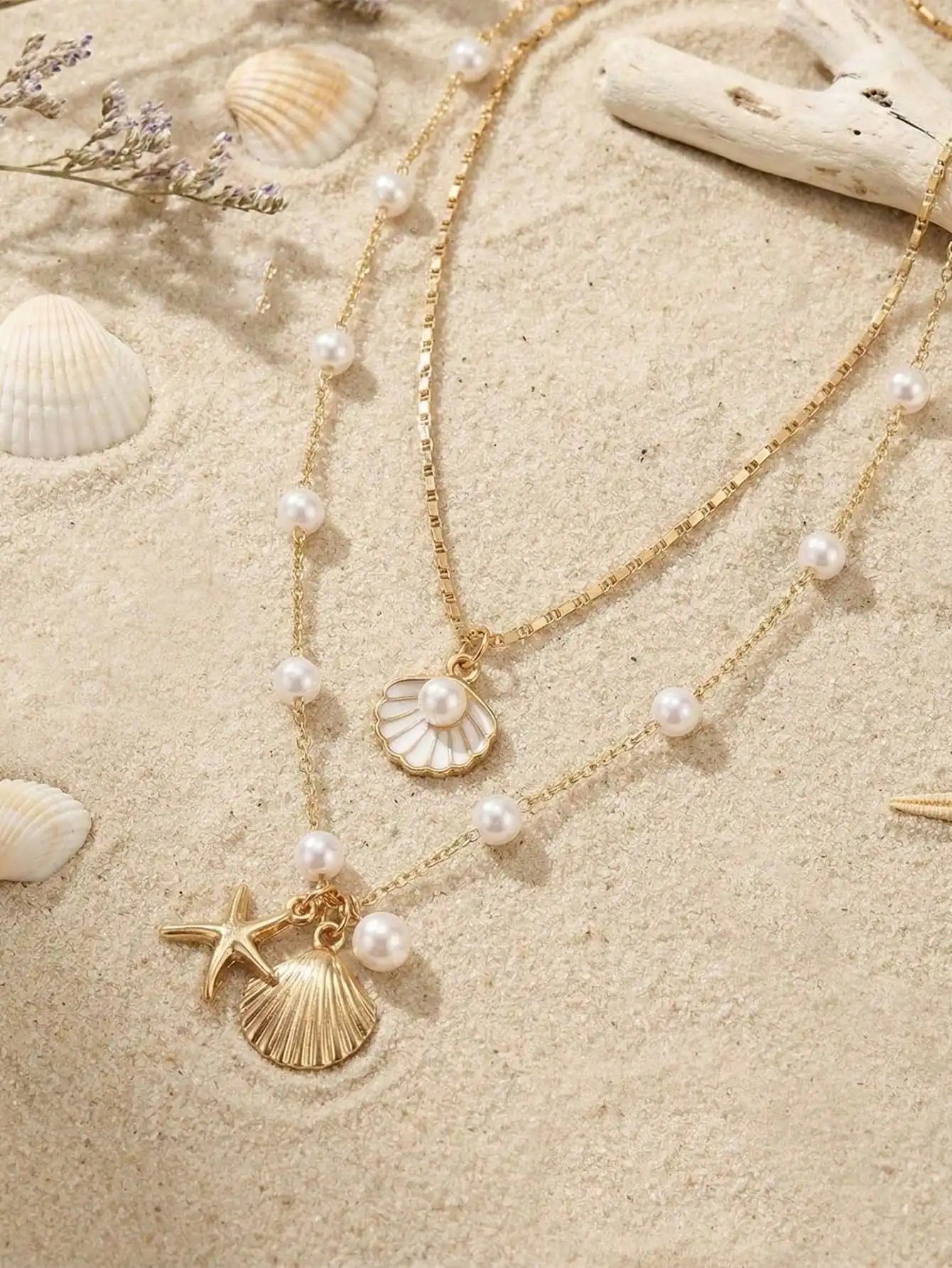 Bohemian Starfish Pearl Pendant Necklace For Beach Vacation Travel