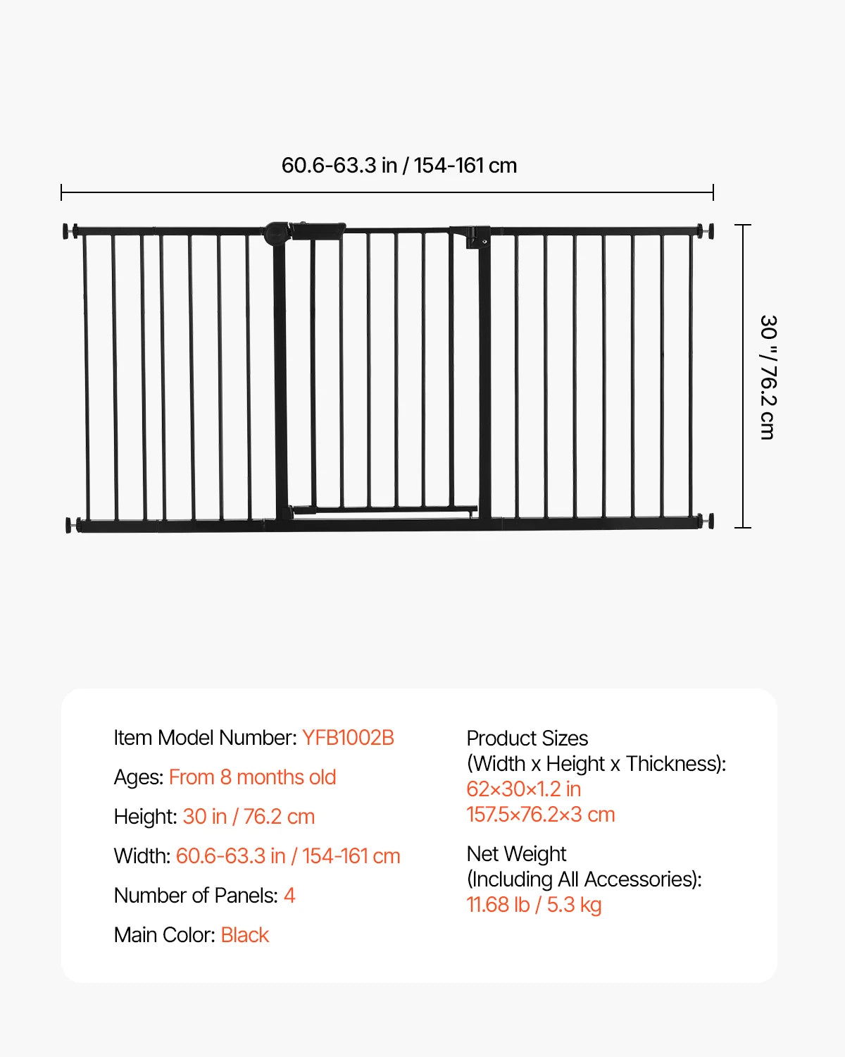 Pressure-Mount Walk-Through Pet and Baby Gate