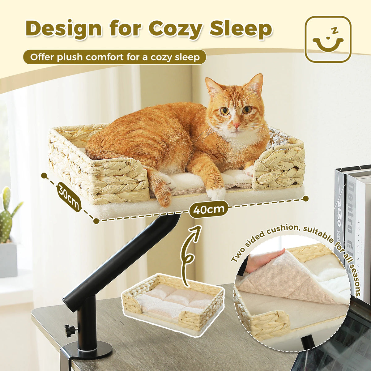 Clamp-On Rotating Cat Desk Bed