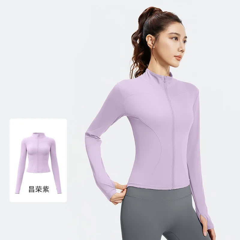 Women's Zipper Long Sleeve Sports Jacket For Fitness And Yoga