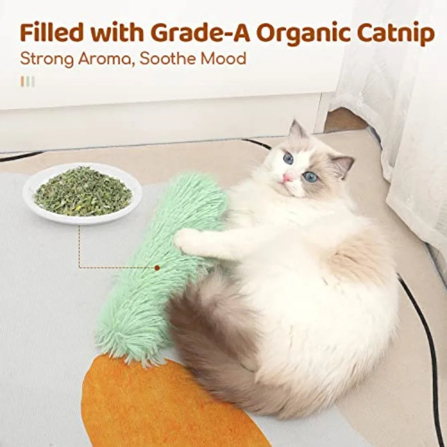 Cat Toys Pillows, 3 Pack, Soft and Durable Crinkle Sound with Catnip Inside, Interactive Indoor Kitten Kicker, Promotes Kitty E