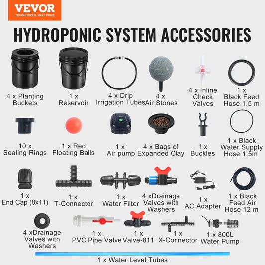 DWC Hydroponics Grow System With Air Pump And Drip Kit