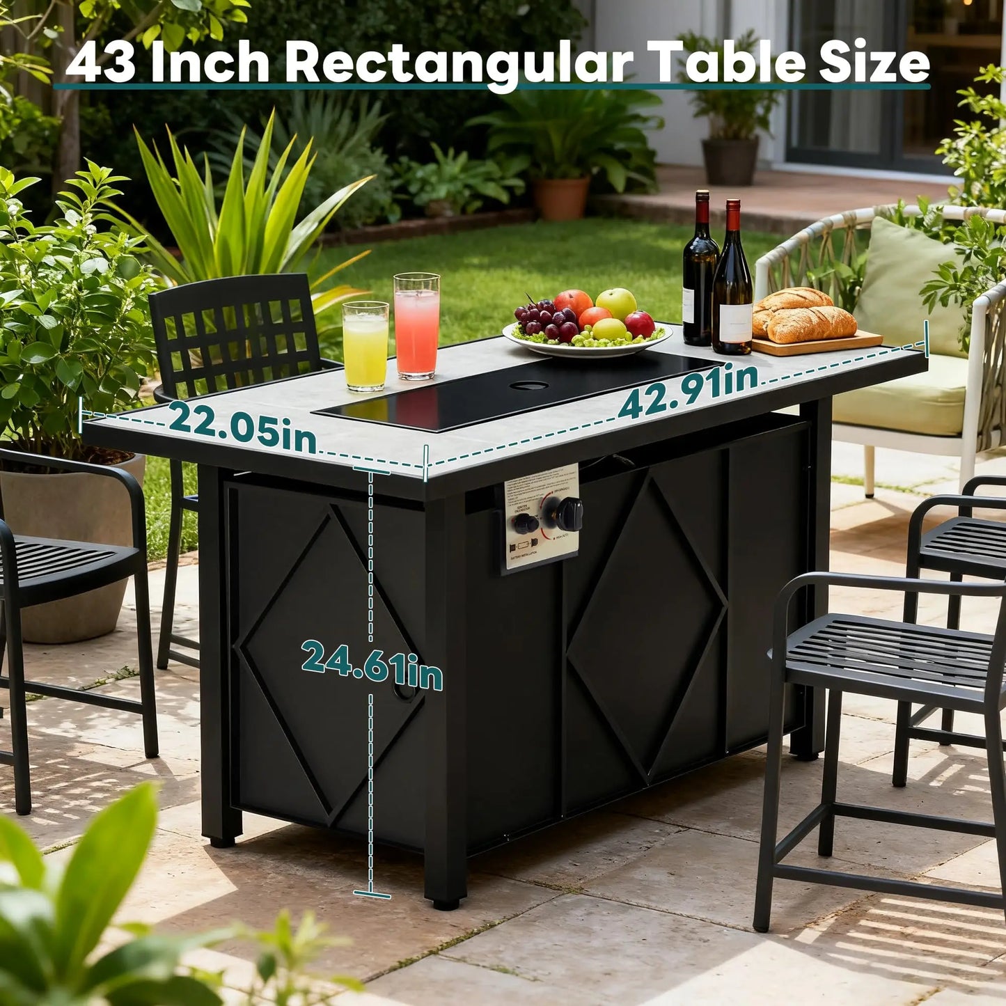 JHK Outdoor Propane Fire Pit Table CSA Certified 50000 BTU