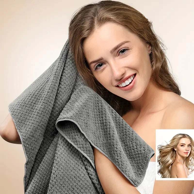 Microfiber Hair Towel Wrap With Elastic Band Ultra Absorbent Turban