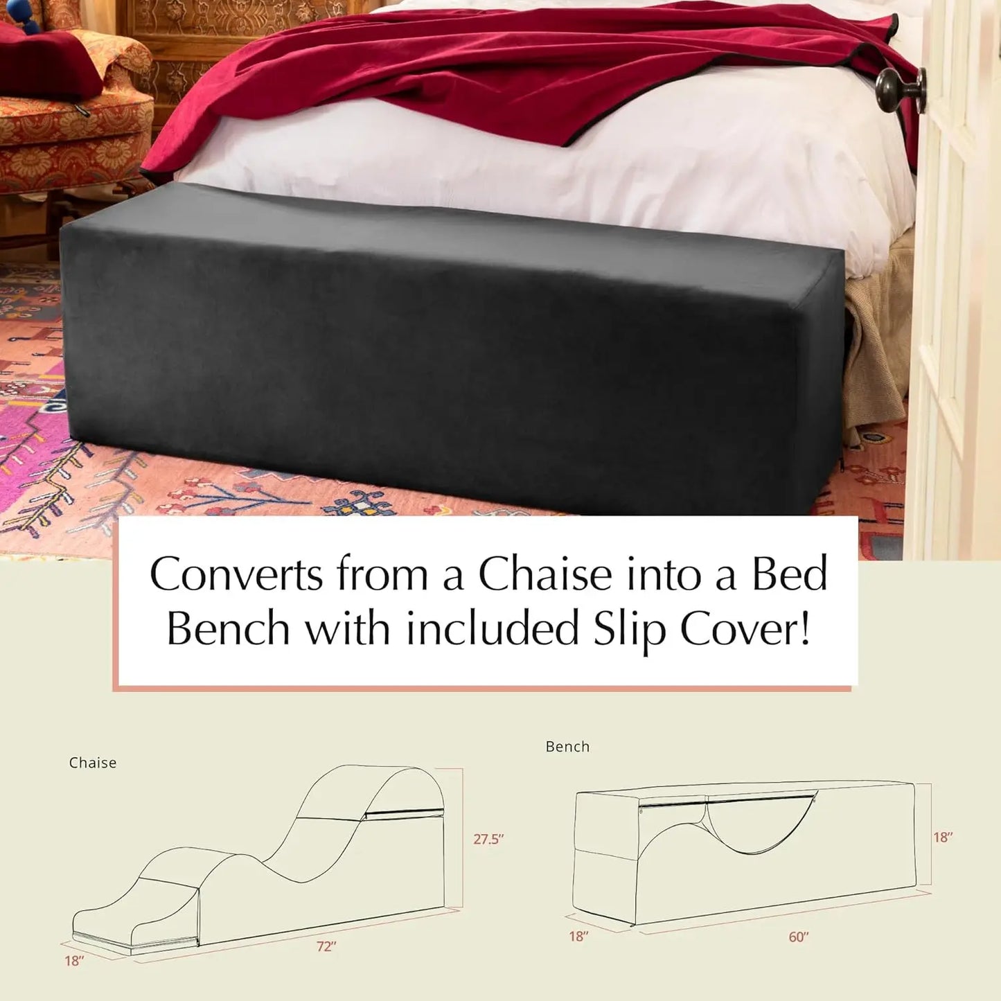 Convertible Yoga Bench Ottoman End Of Bed With Concealed Foldout