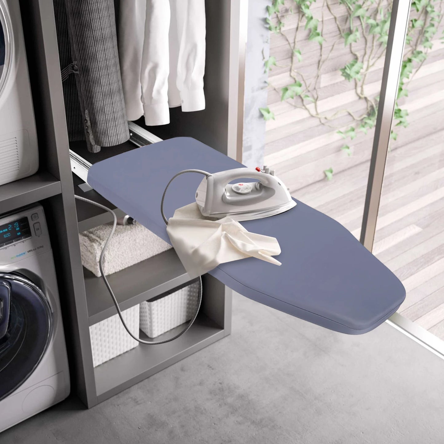 Retractable Ironing Board For Cabinet Storage With Pull Push Mechanism