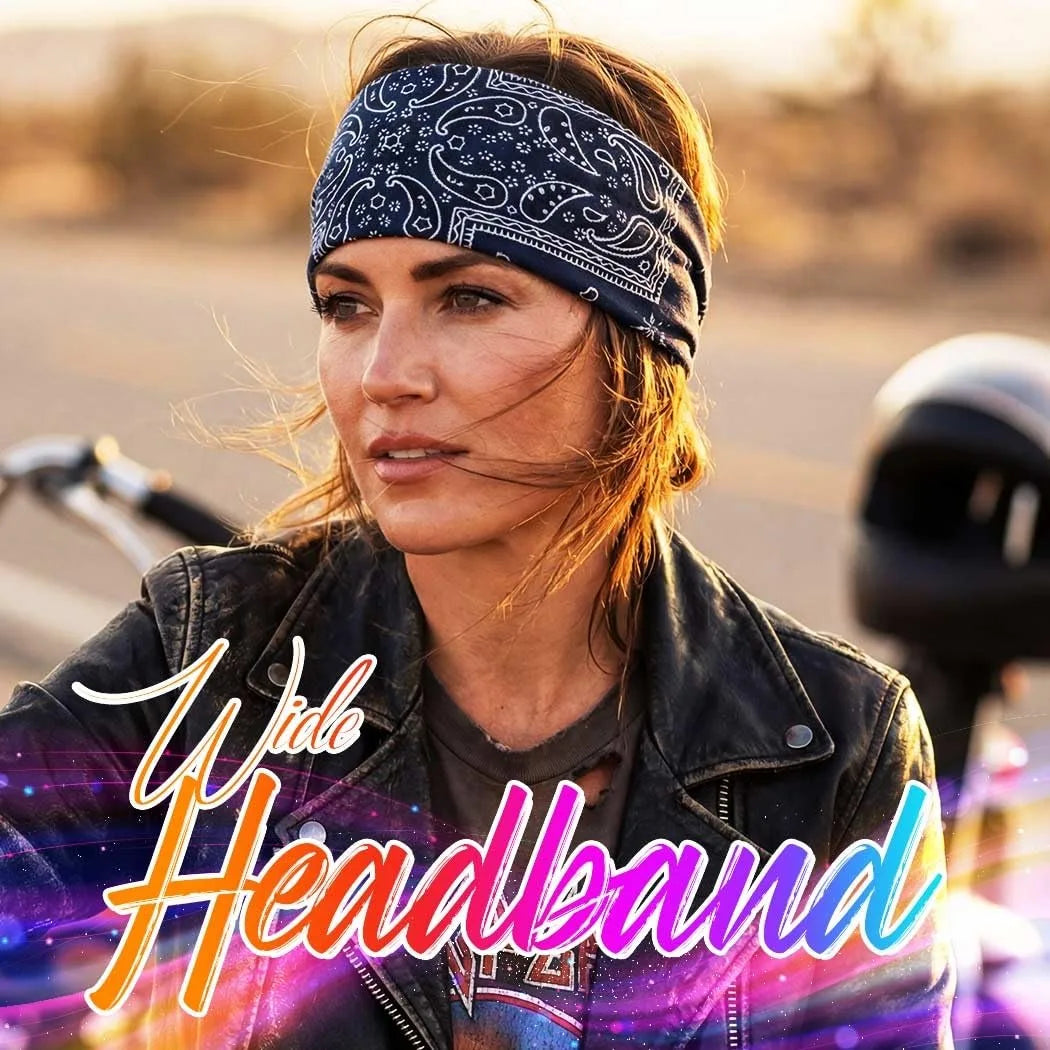 3 Pack Wide Headbands for Women Paisley Twist Hair Bands Stretchy Cross Head Turban Bandana Valentine's Day Non Slip Exercise Hair Wraps Accessories