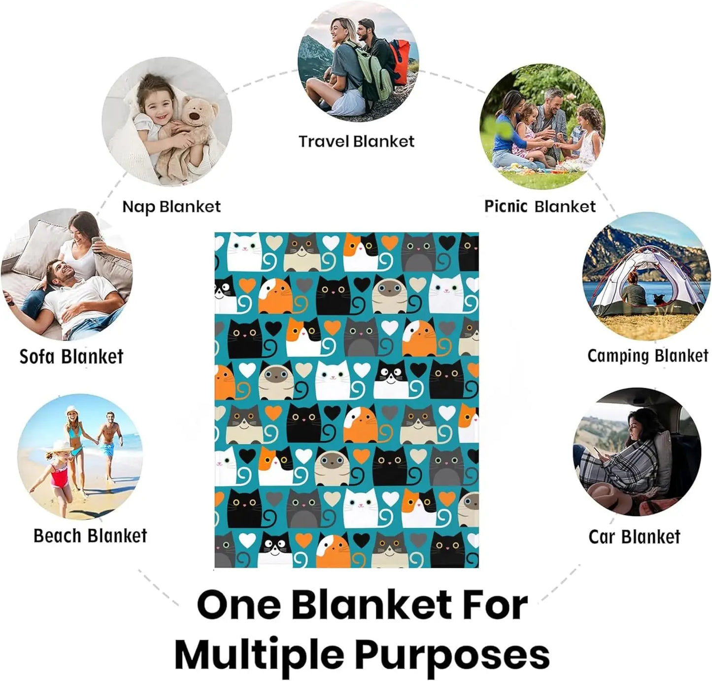 Soft Cozy Flannel Throw Blanket Lightweight For Cat Lovers