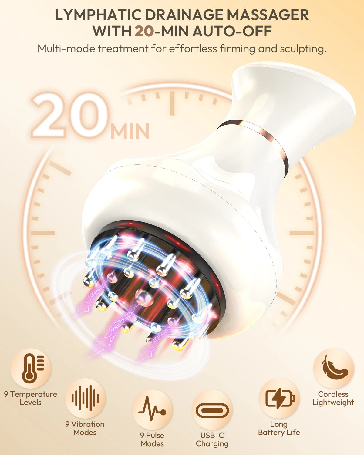 Lymphatic Drainage Massager Heat Vibration Anti Cellulite Body Sculpting