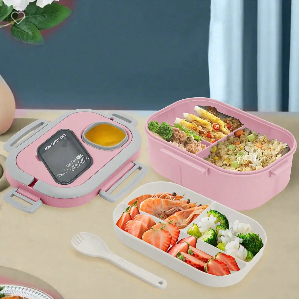 Bento Salad Bowl with Forks and Sauce Cup