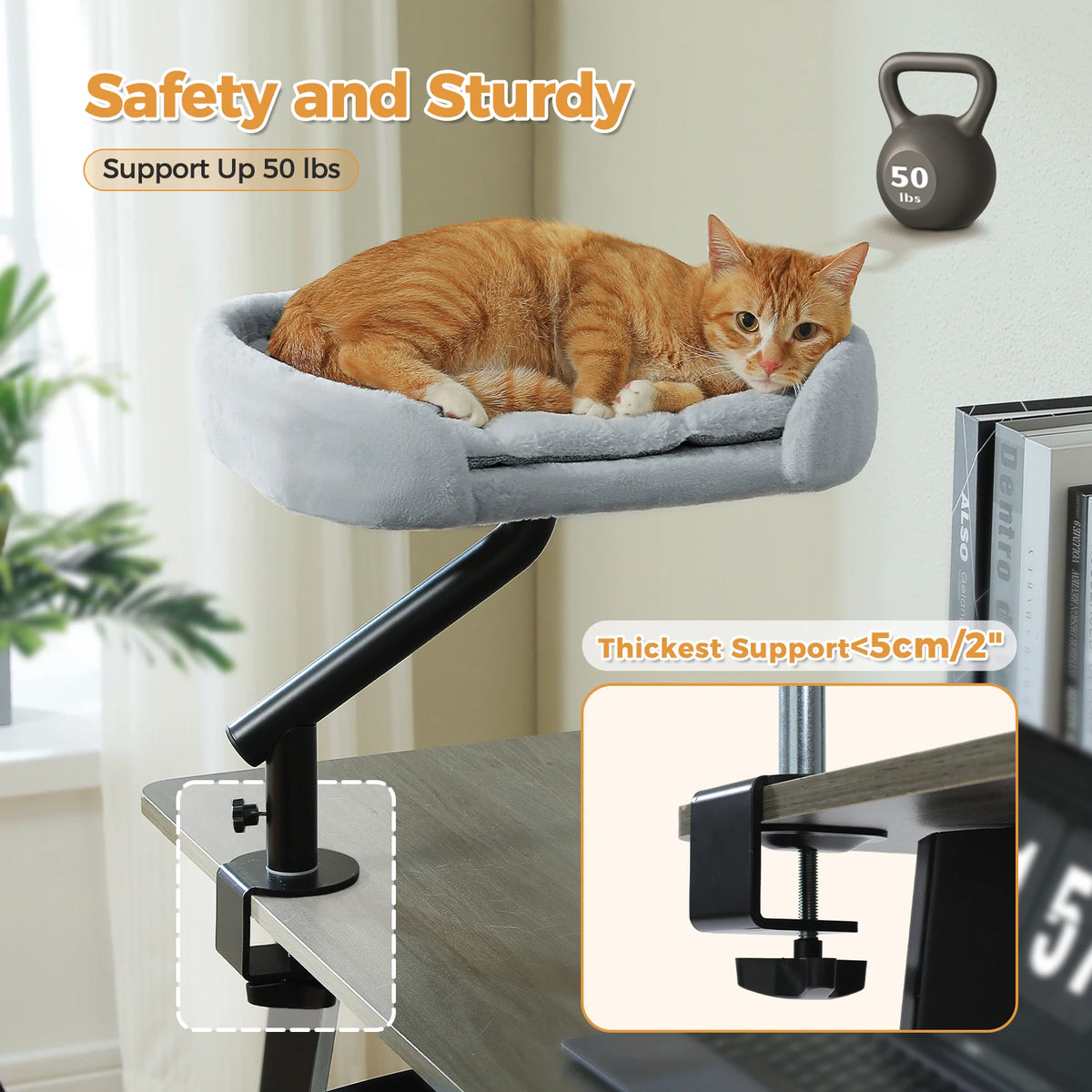 Clamp-On Rotating Cat Desk Bed
