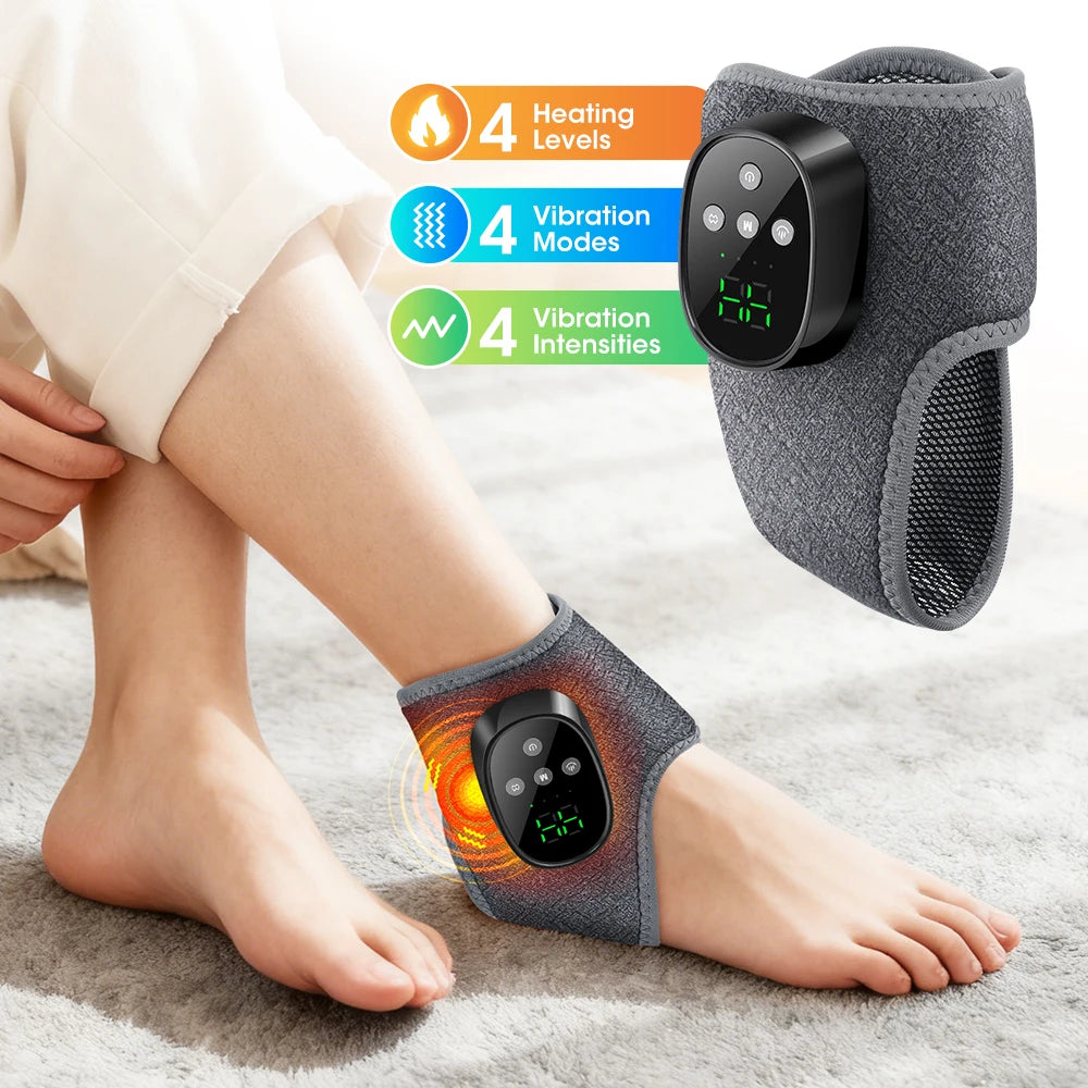 Electric Ankle Heating Massager Hot Compress Vibration Foot Ankle Massager 4 Heating 4 Modes Ankle Joint Brace Protection Warp