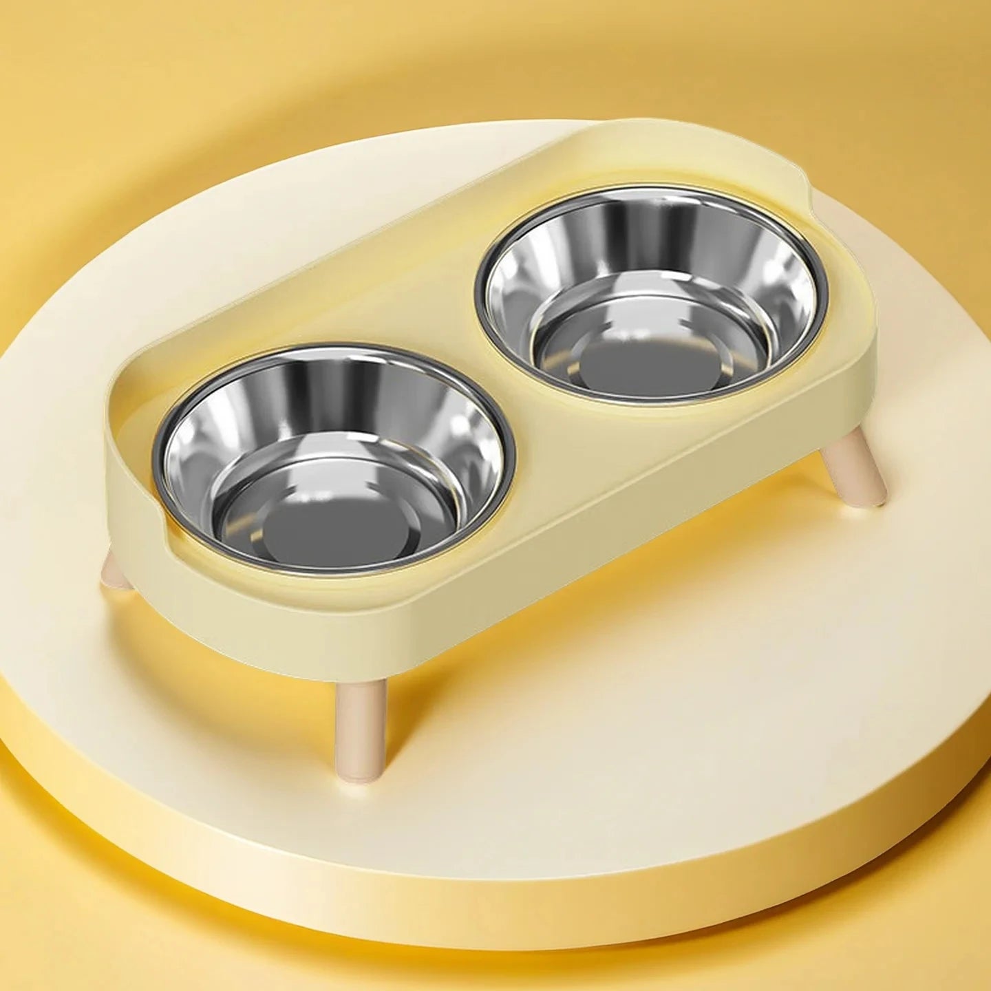 Dopamine Elevated Dual Pet Bowl Cat Dog Medium Capacity Neck Protection Stainless Steel Household Double Bowl Set