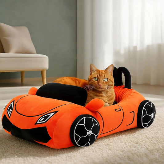 Supercar Cat Bed with Washable Pillow