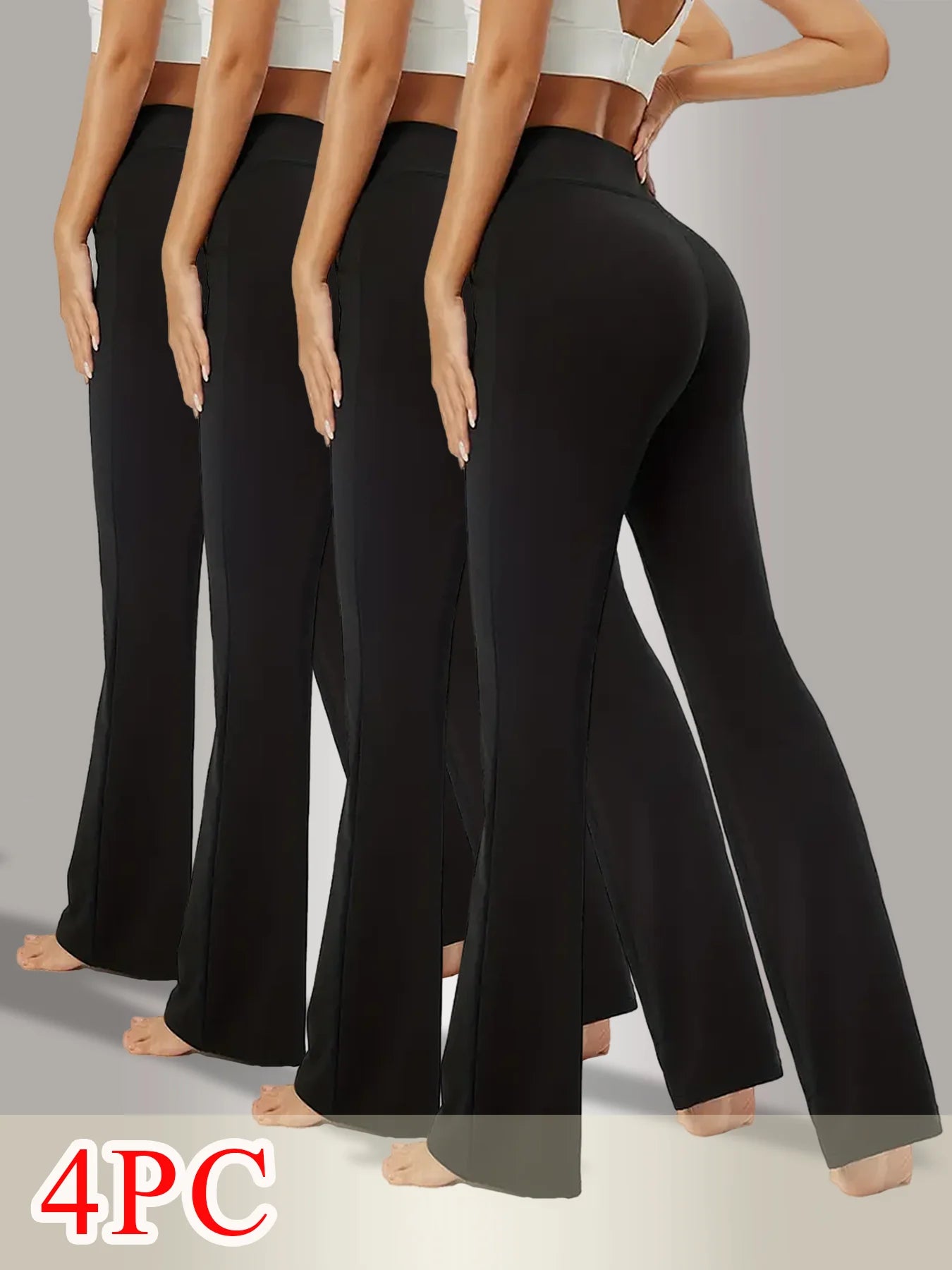 Women's High Waist Bell Bottom Pants Set Slimming Fit