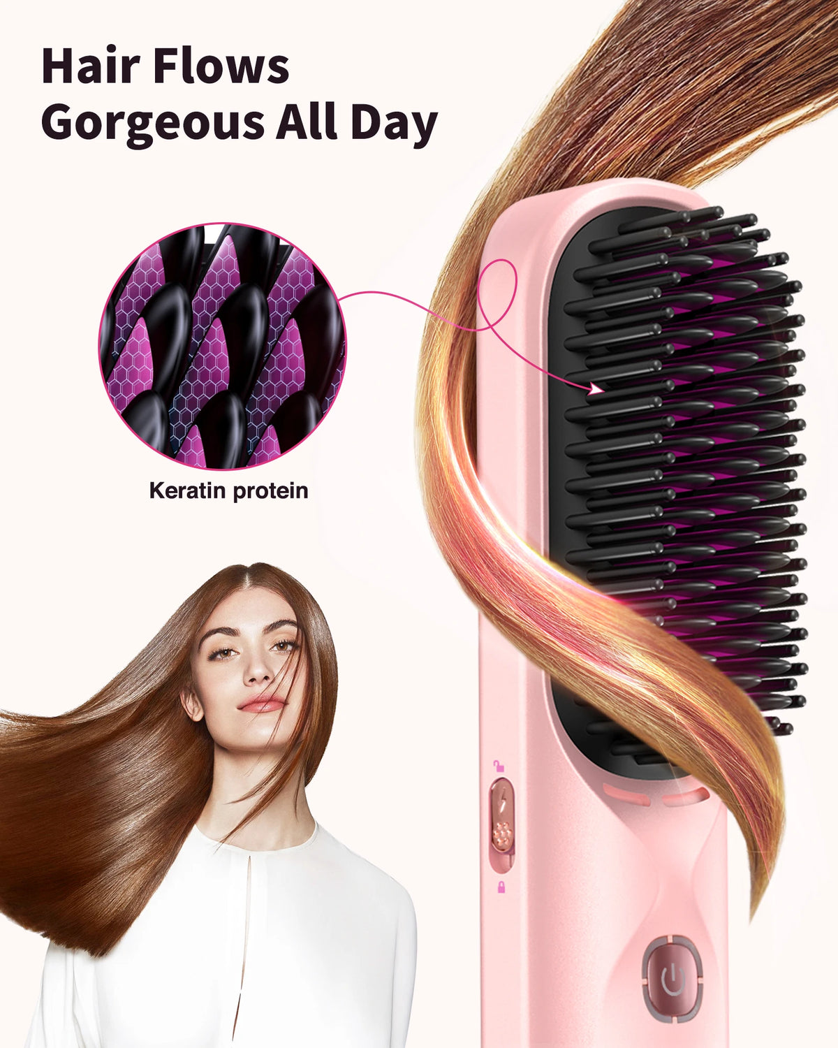 Cordless Negative Ion Hair Straightener Comb