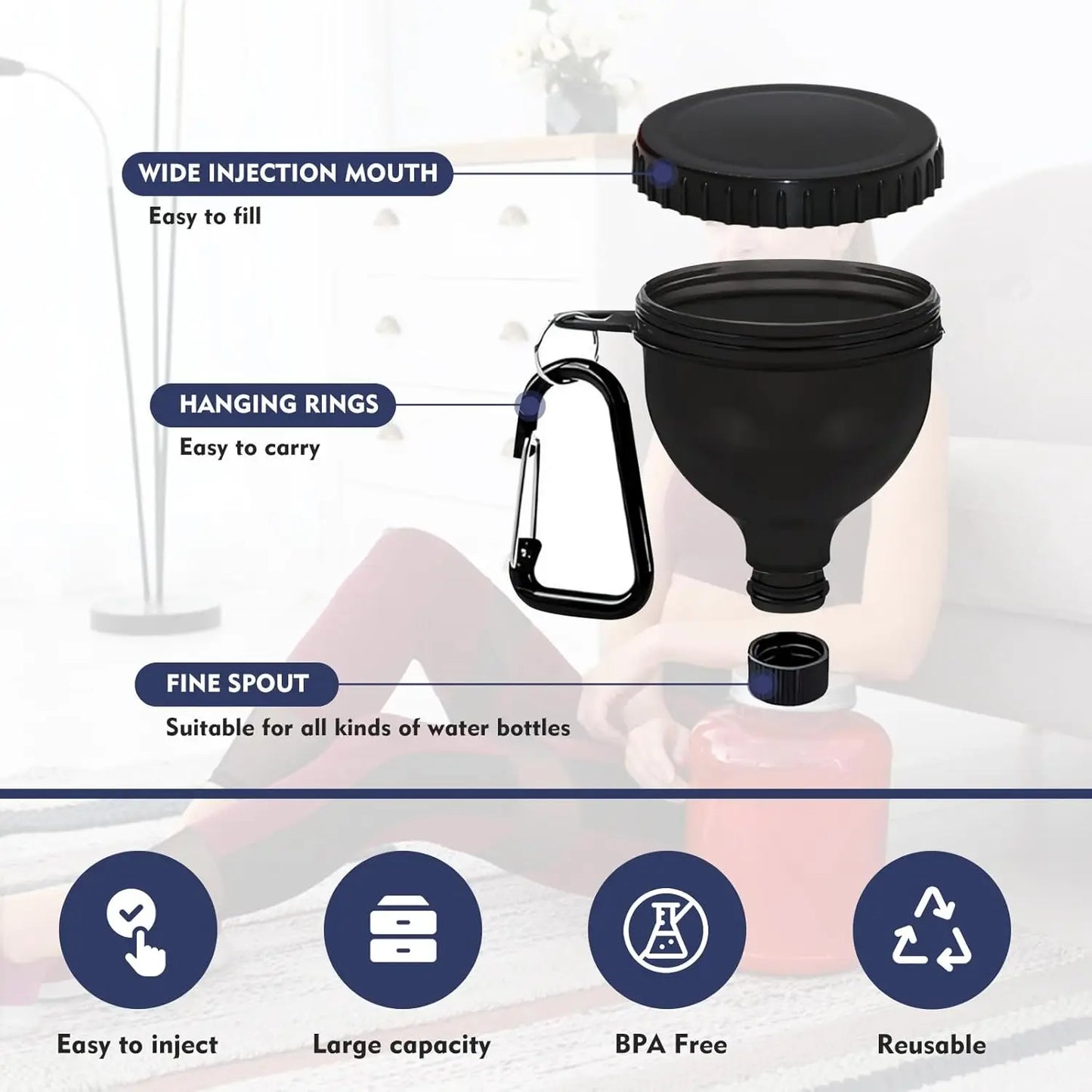 Portable 2-In-1 Protein Powder Container And Funnel For Travel
