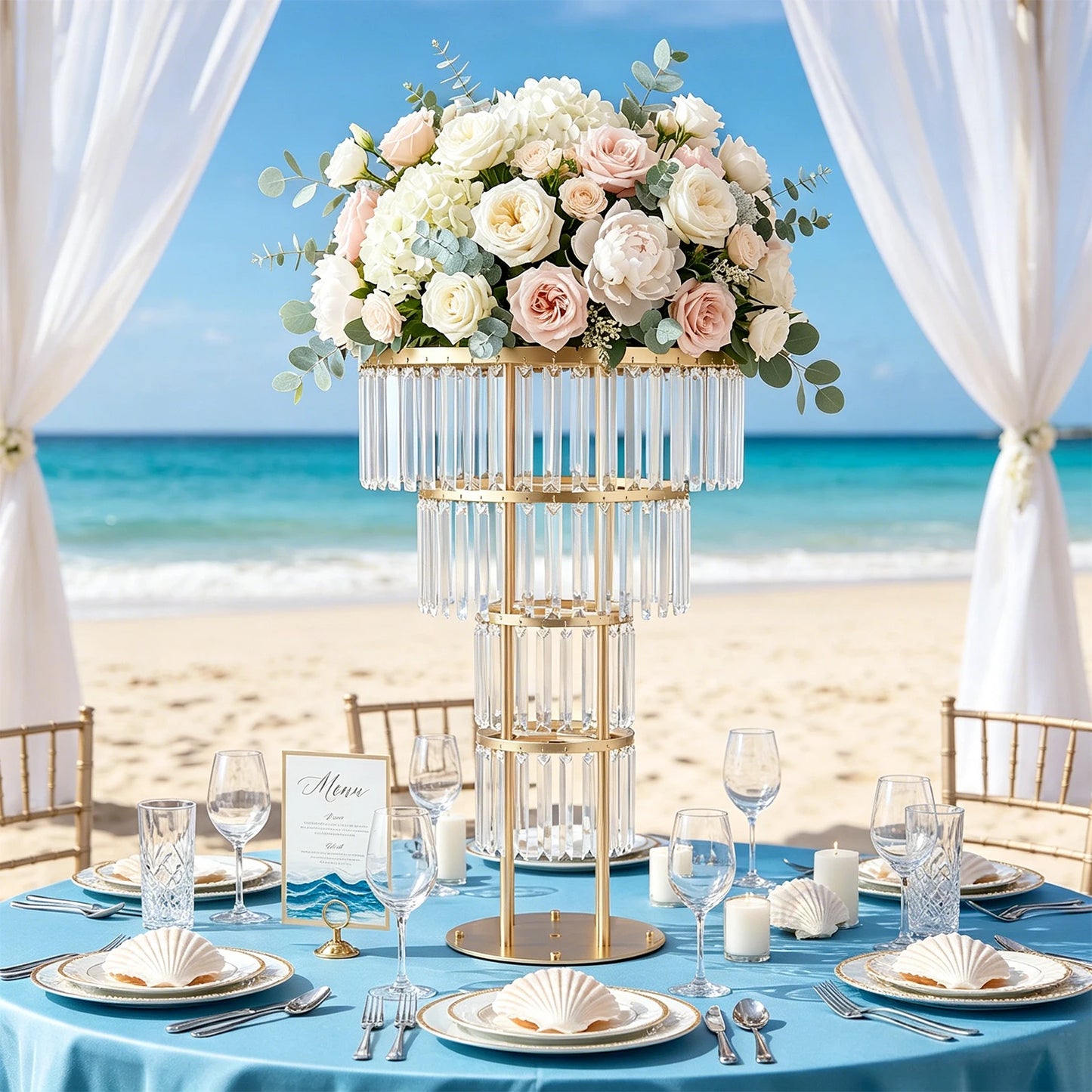Bymaocar Crystal Flower Stand Wedding Centerpiece