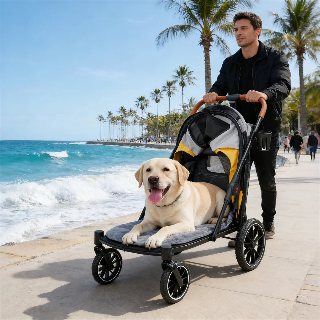 Portable Dog Stroller With One Click Folding And Dual Entry