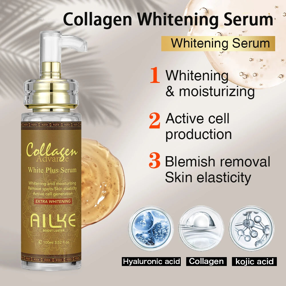 AILKE Face And Body Whitening Serum, Hydration Moisturizing, Dark Spots Remover, Skin Glowing, Even Skin Tone, 100ML/3.52 OZ