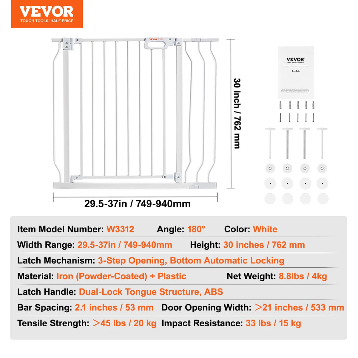 Pressure-Mount Walk-Through Pet and Baby Gate