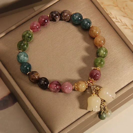 AEHOME Orchid Pendant Beaded Bracelet Crystal Jewelry For Women