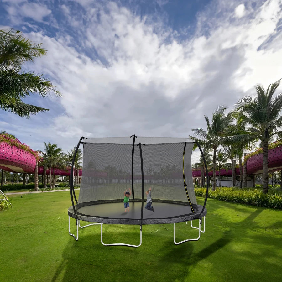 Trampoline With Enclosure Net And Ladder For Kids And Adults