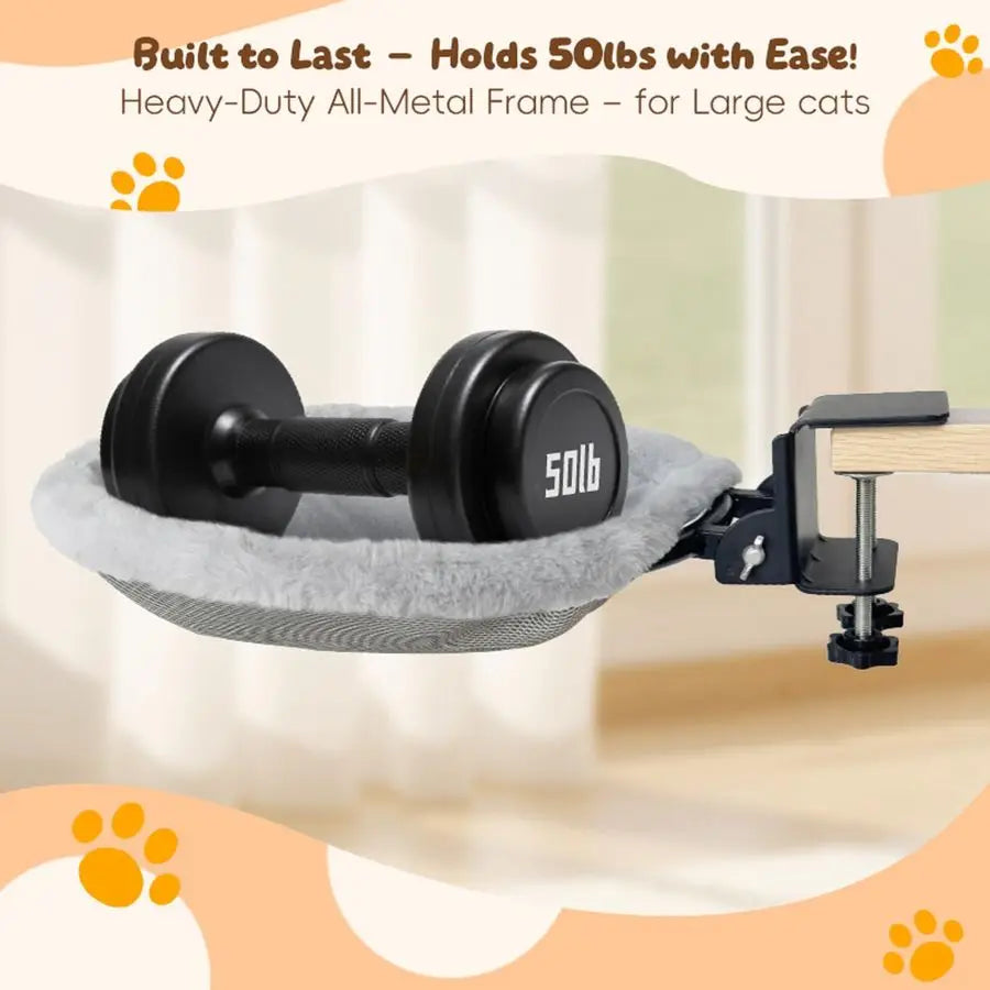 Desk Cat Bed With Clamp Mount Supports 50 Lbs Total