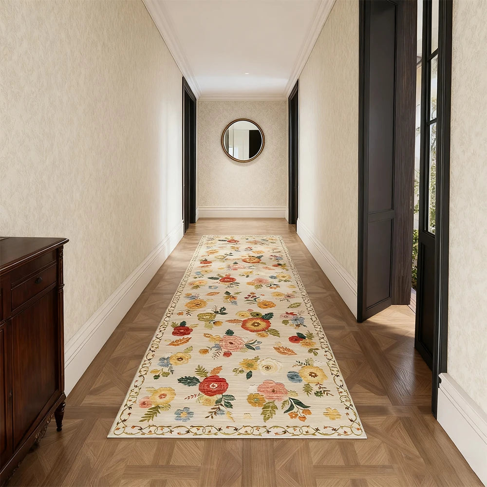 Kilim Floral Boho Area Rug Non-Shedding Machine Washable