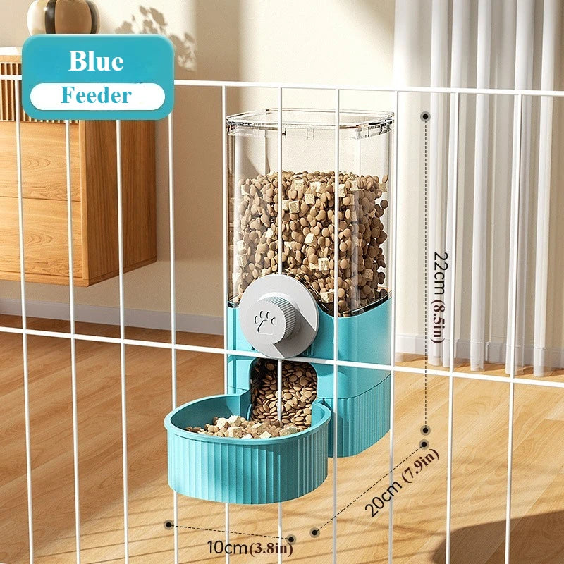 2025 Gravity Hanging Pet Feeder Cat Dog Large Capacity Auto Refill Cage Mount PP Household Puppy Double Bowl Set