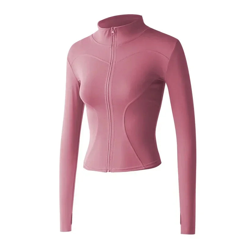 Women's Zipper Long Sleeve Sports Jacket For Fitness And Yoga