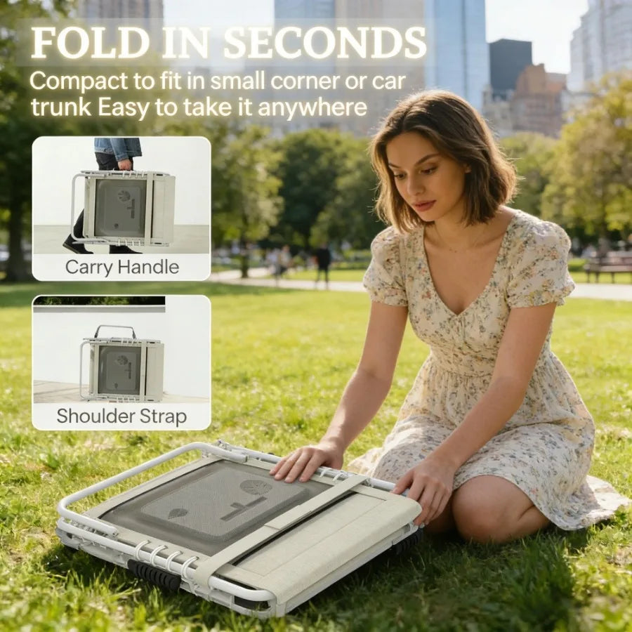 Folding Chair With Adjustable Height Cushioned Seat Swivel
