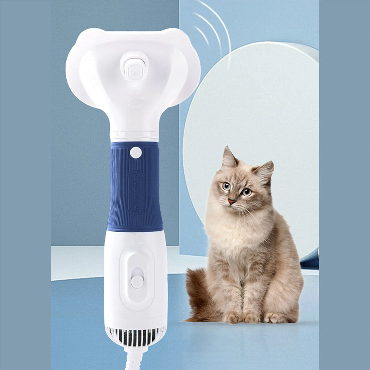 3-in-1 Low Noise Pet Hair Dryer Brush, 600W