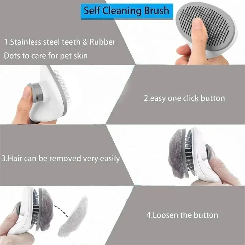 Self Cleaning Grooming Brush For Dogs And Cats Dematting Comb