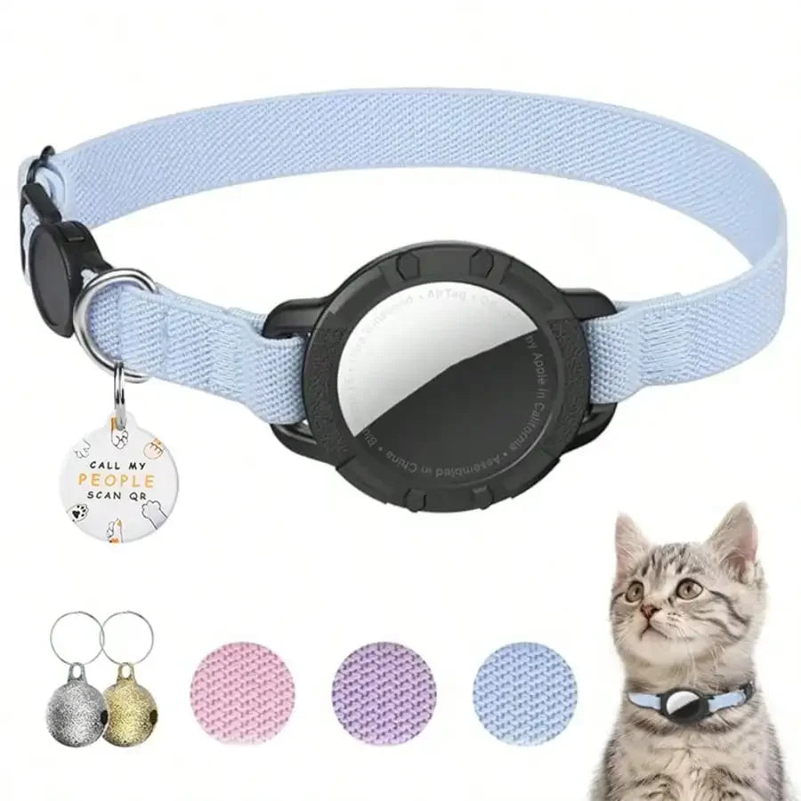 Breakaway Reflective Cat Collar With AirTag Holder And QR ID Tag
