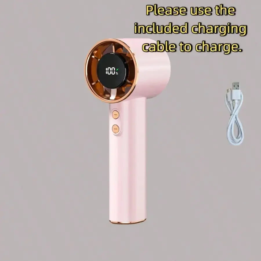 Portable Handheld Mini Fan With Digital Display USB Rechargeable
