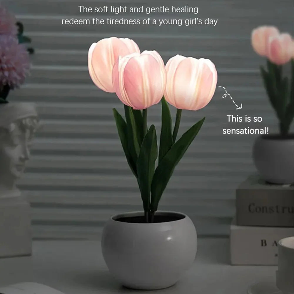 LED Tulip Night Light Lamp For Desk And Room Decor