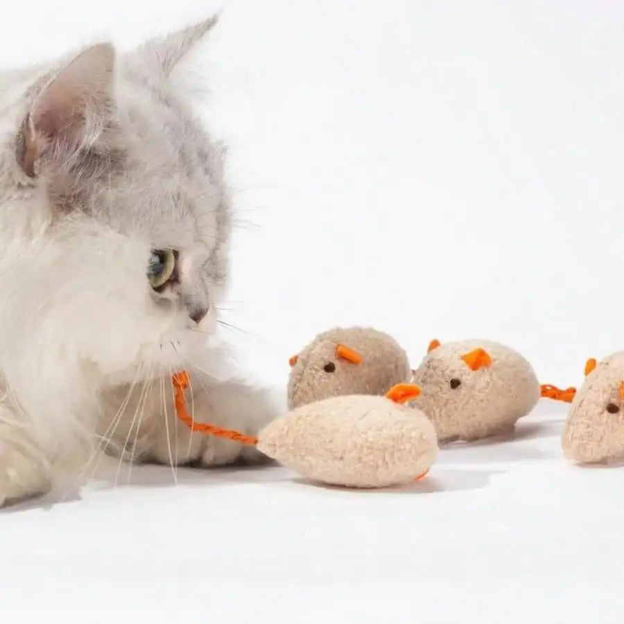 Rattle Faux Fur Mouse Cat Toys, Multi-Pack
