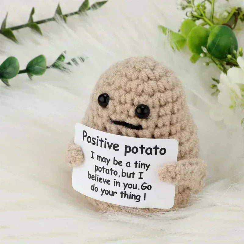 Positive Energy Potato Hug Plush Doll Handmade Wool Knit Gift