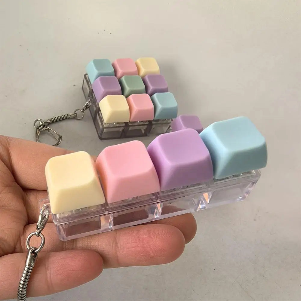 Decompression 9 Keyboard Key Toy Anti Stress Fidget Keychain