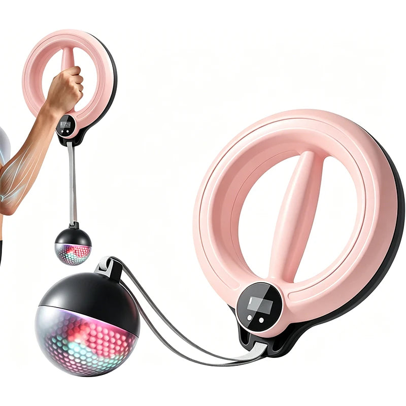 Pink Adjustable Twister Arm Exerciser 3 Display Modes 360° Rotary Hand Cranked Wrist Trainer Non Slip Portable for Home Gym Yoga Pilates Arm Slimmer Fat Burning Full Body Workout Fitness Equipment