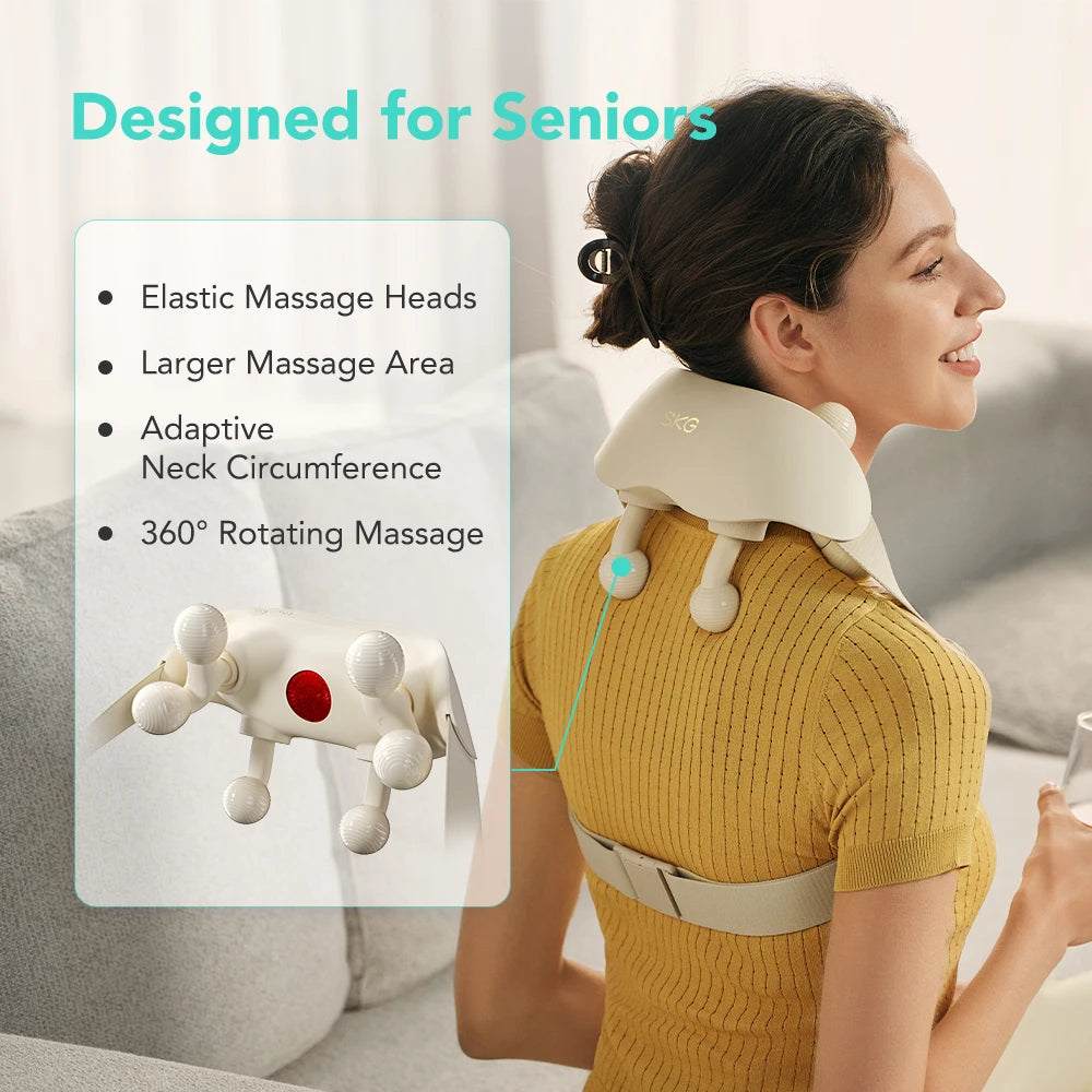 SKG Neck Massager with Heat, 6D Portable Deep Tissue Neck Massager, Cordless Electric Cervical Massager Women Men Gifts