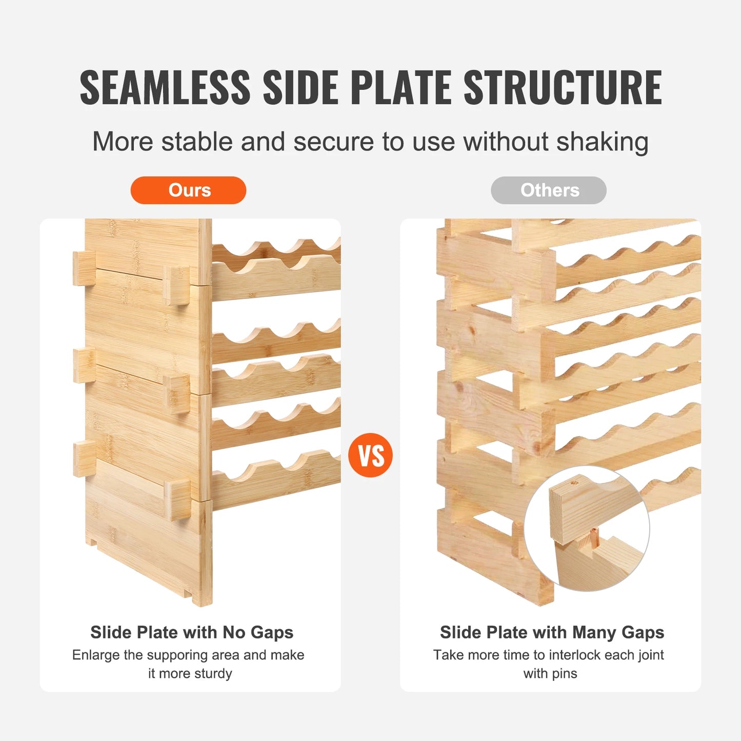 SucceBuy Bamboo Wine Rack Stackable Free Standing Display Shelves