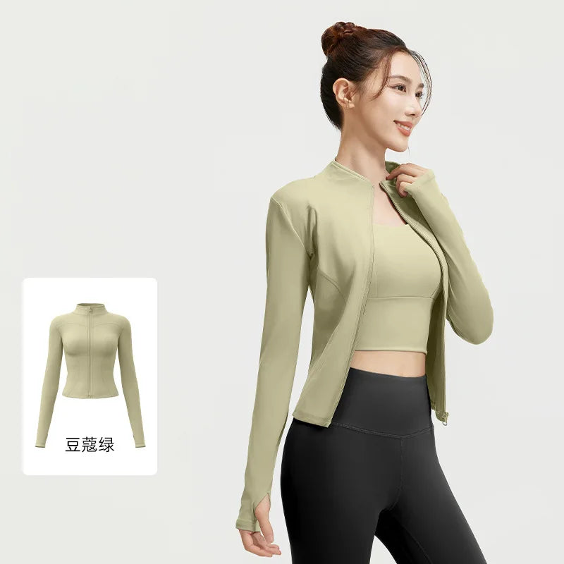 Women's Zipper Long Sleeve Sports Jacket For Fitness And Yoga