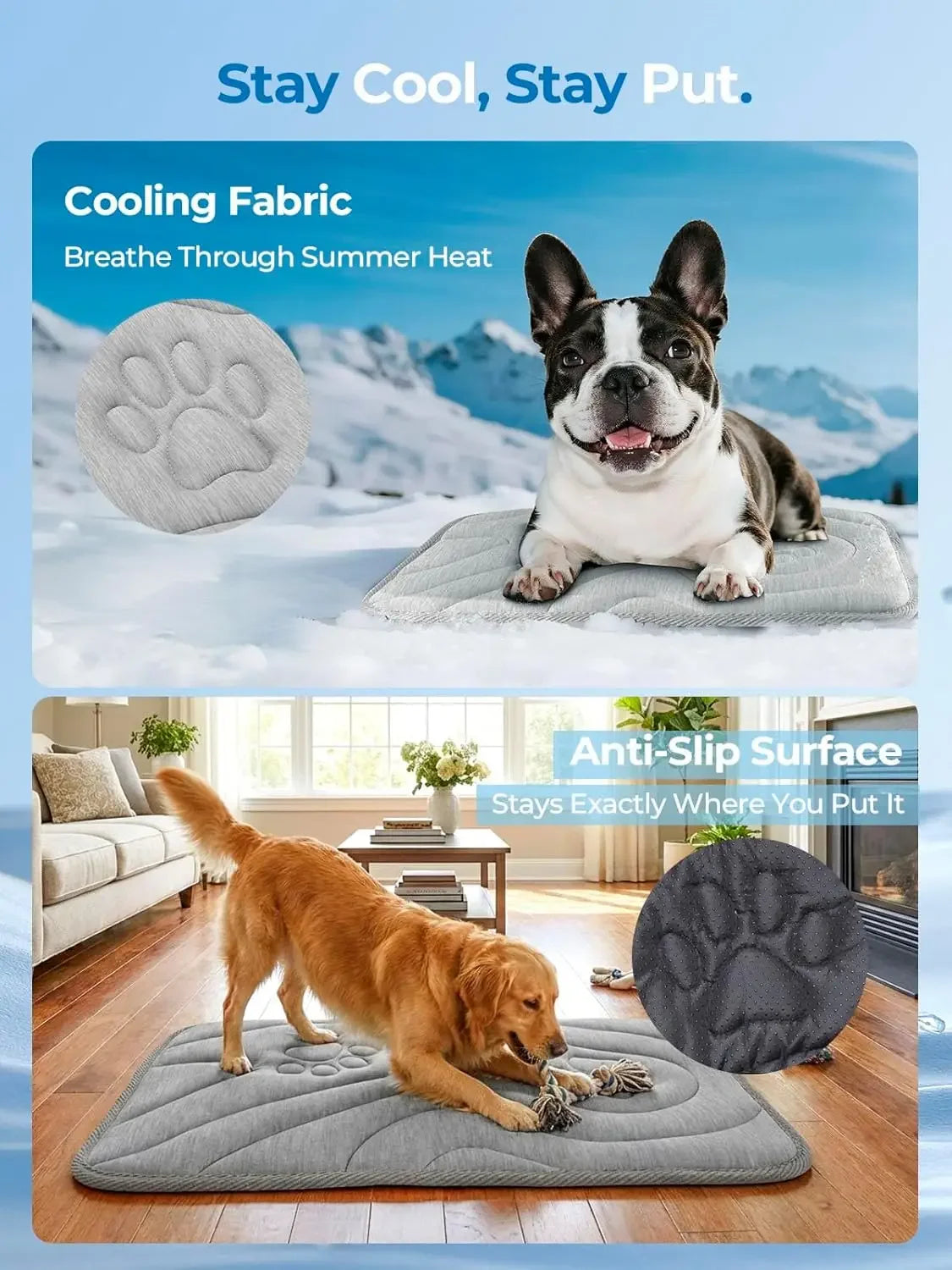Pet Cooling Mat Q-MAX 0.5 Anti Slip Orthopedic Washable Portable