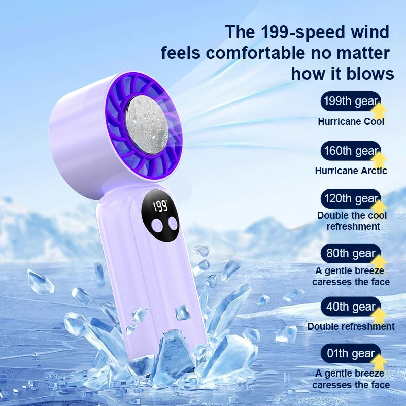 Semiconductor Refrigeration Handheld Electric Fan 2000mAh USB Rechargeable