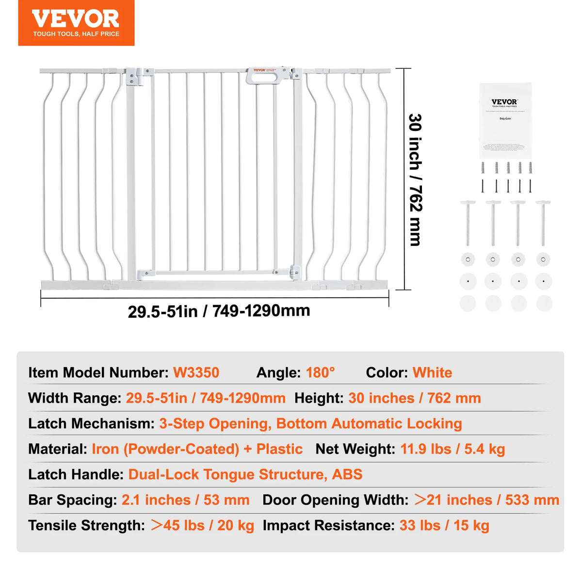Pressure-Mount Walk-Through Pet and Baby Gate